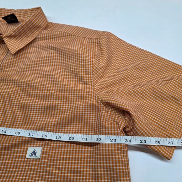 Nike ACG Short Sleeve Button Shirt Men Large Orange Plaid - Picture 8 of 9